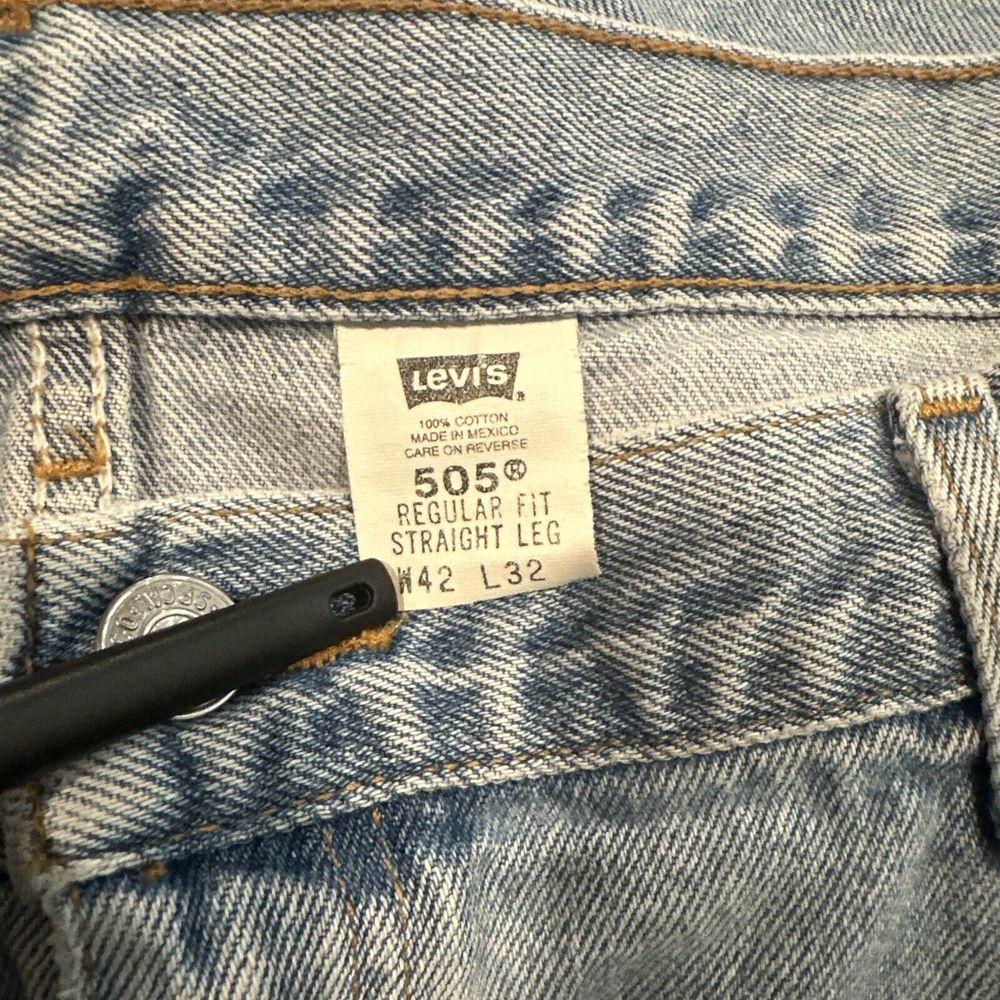 Levis 505 Jeans Men Size 42X30 (40x33) Denim Regular Fit Straight Leg Vintage - Picture 4 of 5